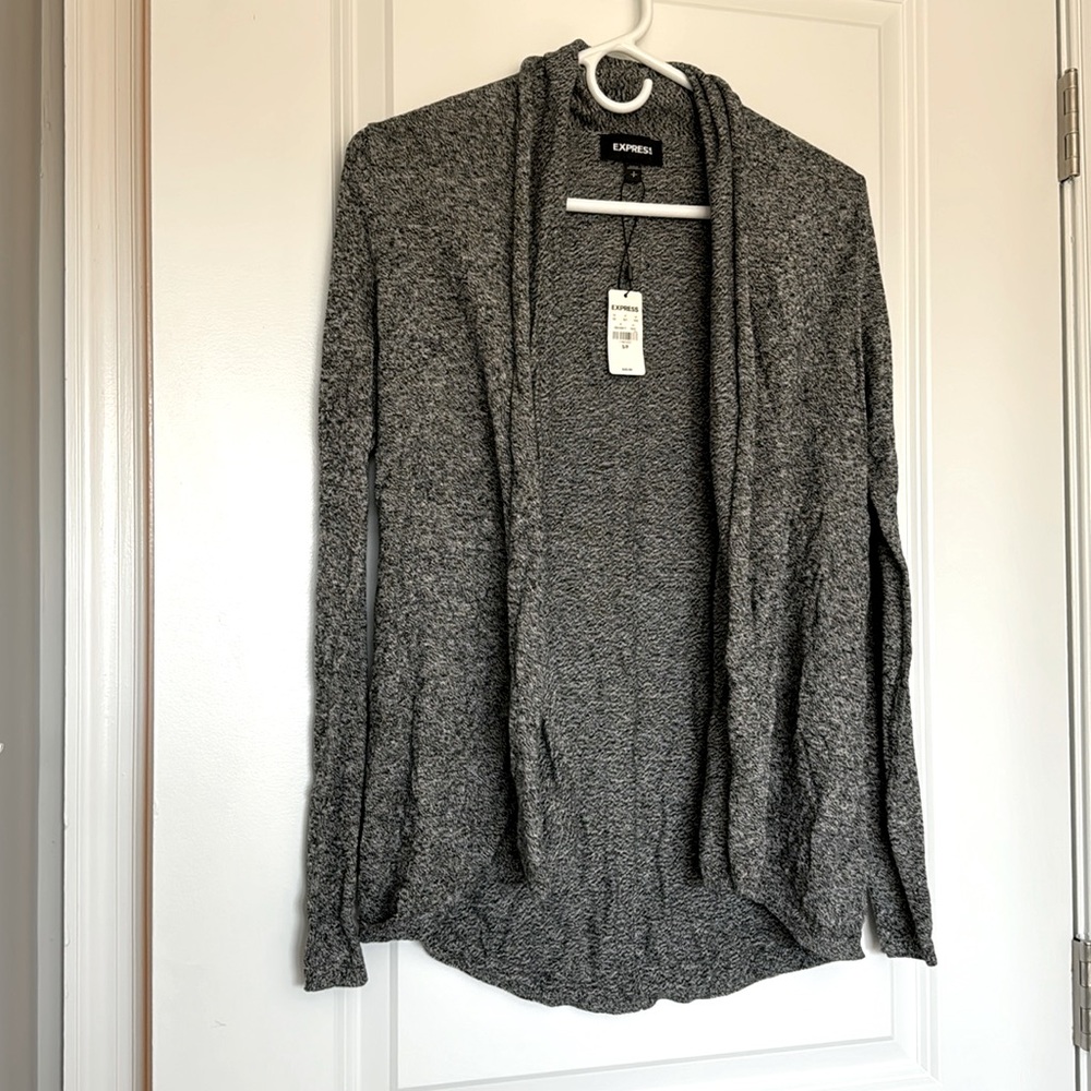 Express Women's Grey Black Open Cardigan (Small)